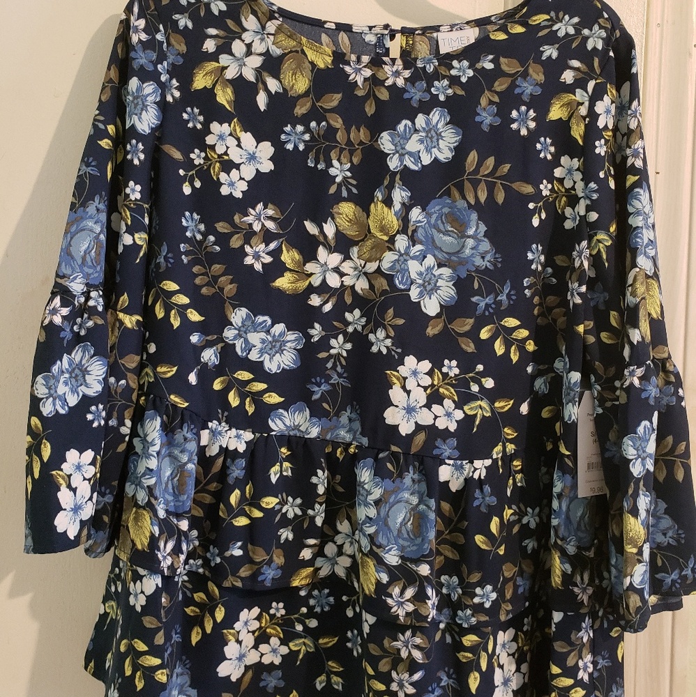 Navy blue floral blouse
